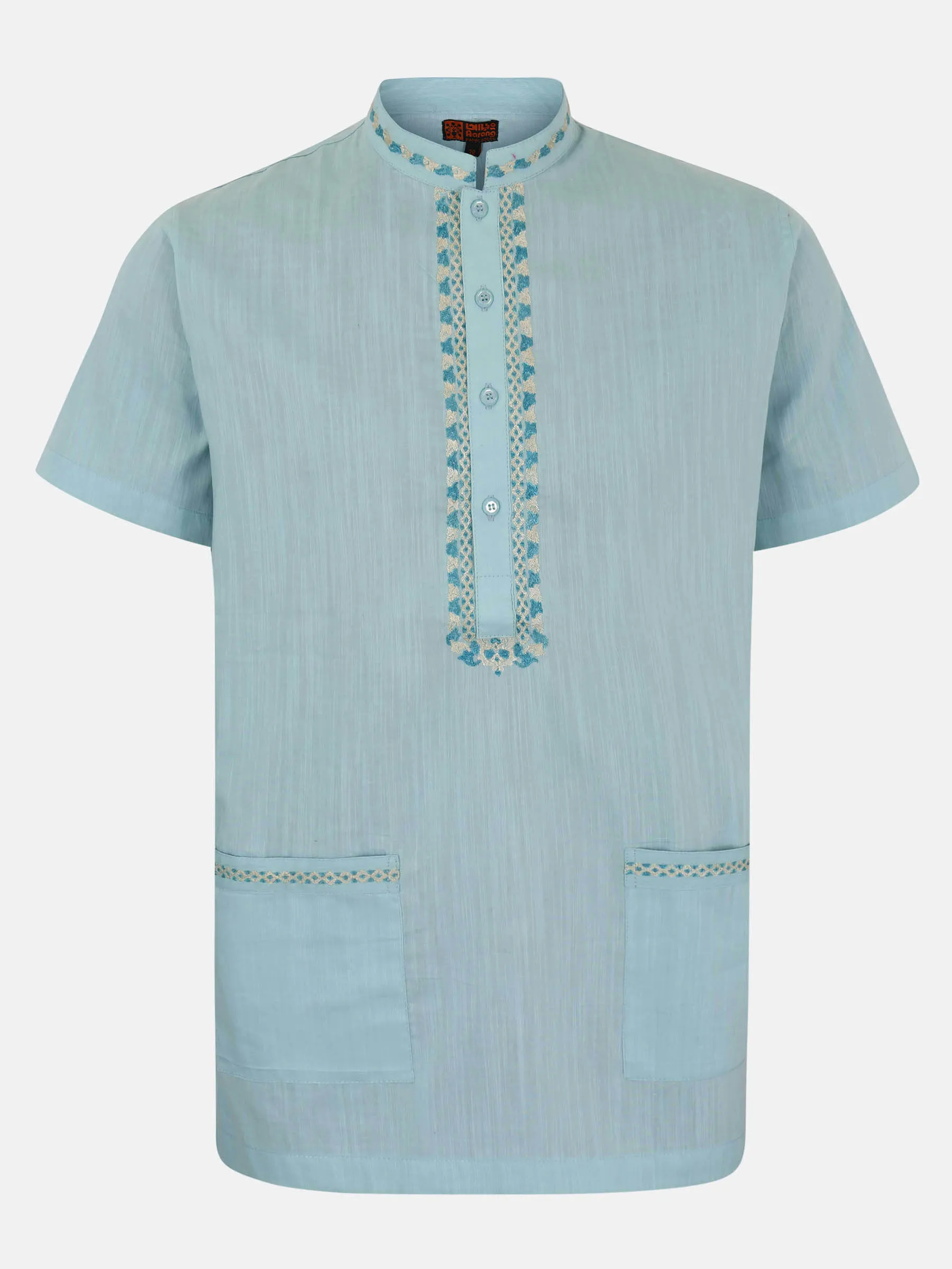 Pastel Blue Embroidered Cotton Fatua